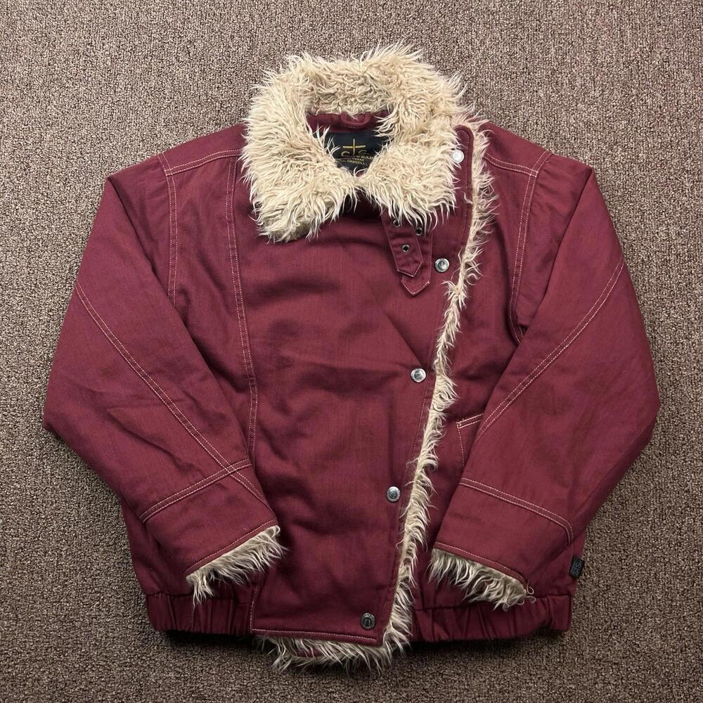 STS Ranchwear Faux Fur Lined Hally Rose Jacket Collared w/ Buckle Accents Sz S